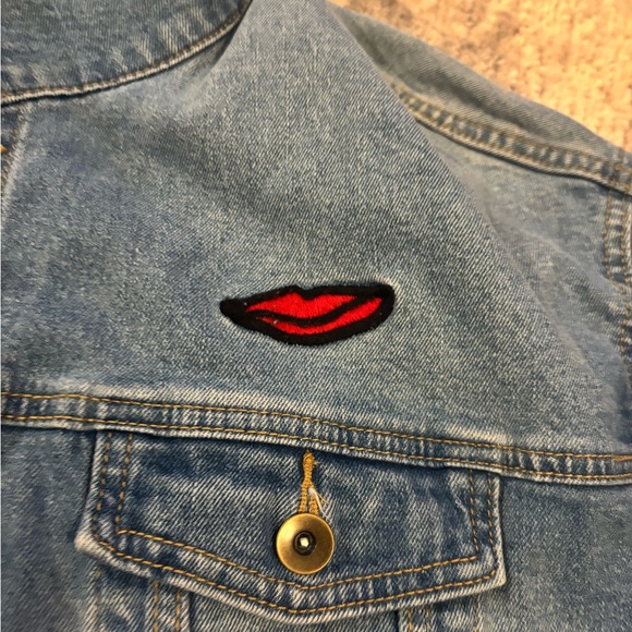 Adidas Blue Denim Jacket with Rainbow Patch - Picture 3 of 6